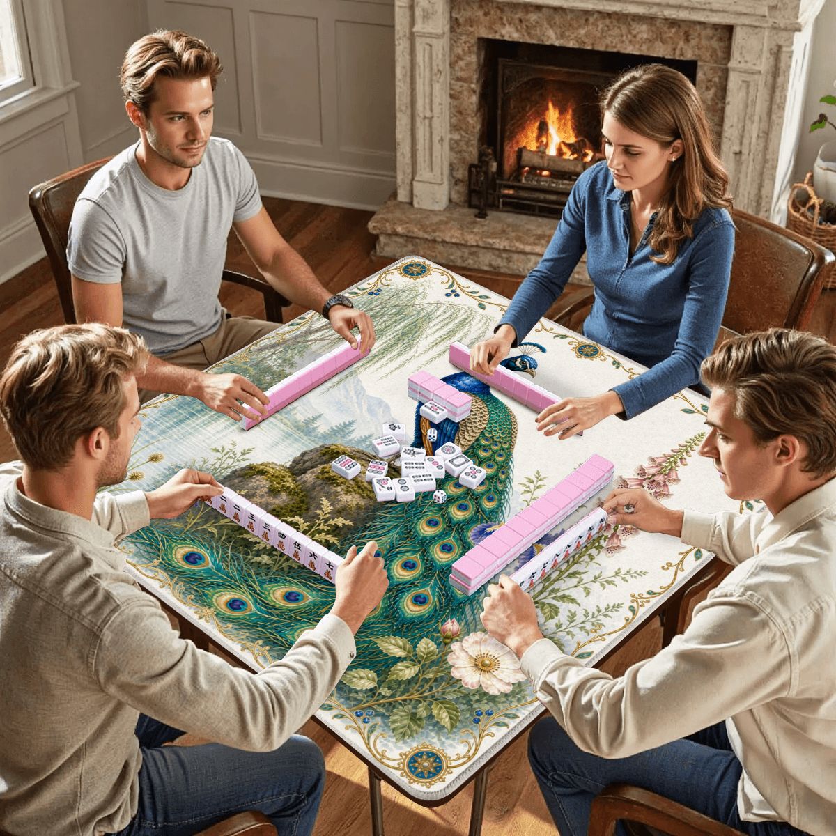 Peacock Mahjong Mat