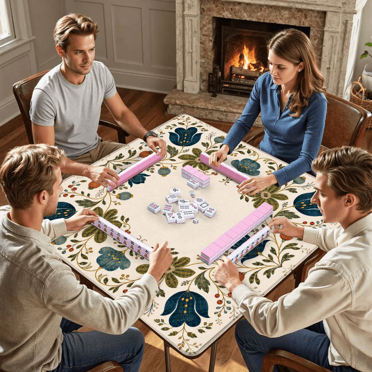 Scandinavian Floral Mahjong Mat
